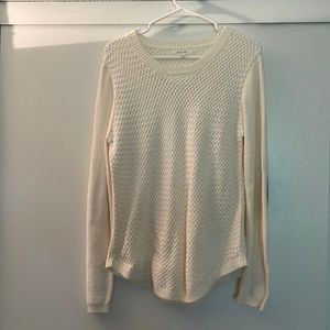 August Mist Cream Small Sweater with Suede Elbow Patches